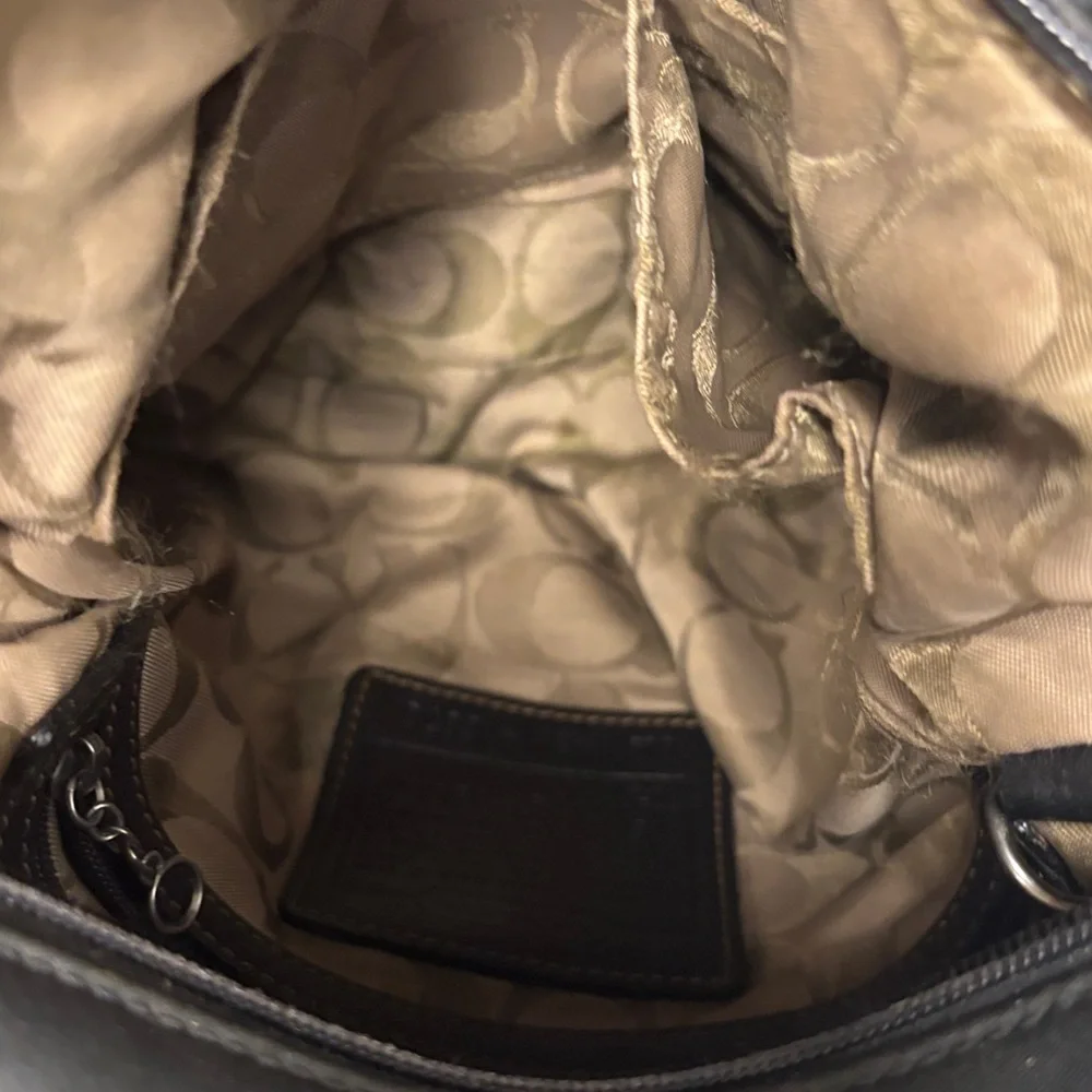 Coach Wax Canvas Bag Hobo Black Crossbody Shoulder Purse